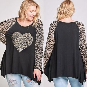 2 PK PLUS SIZE heart cheetah PRINT tunic top